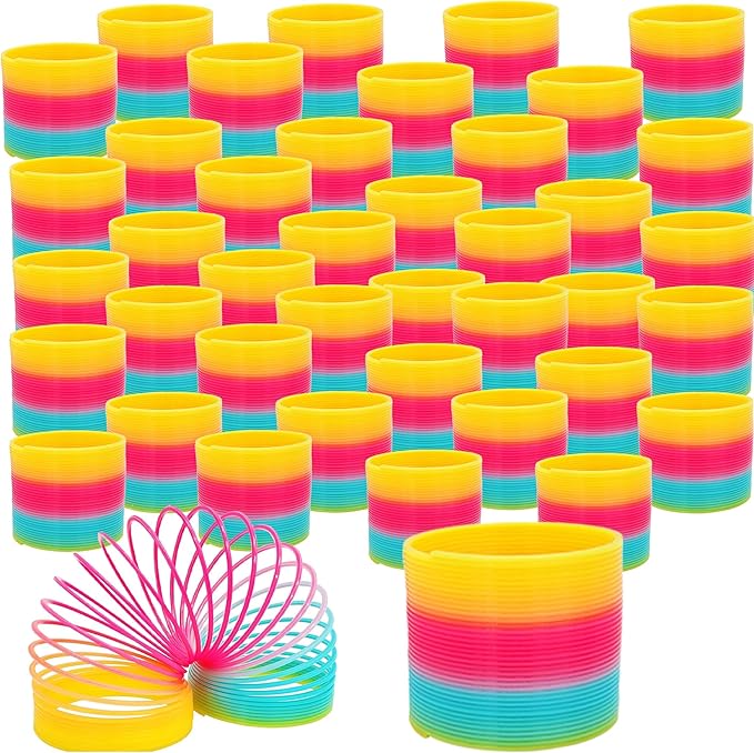 The Dreidel Company Plastic Multicolor Coil Spring, Goody Bag Fillers, Party Favor for Kids, 3" Inches (80mm) (120-Pack)