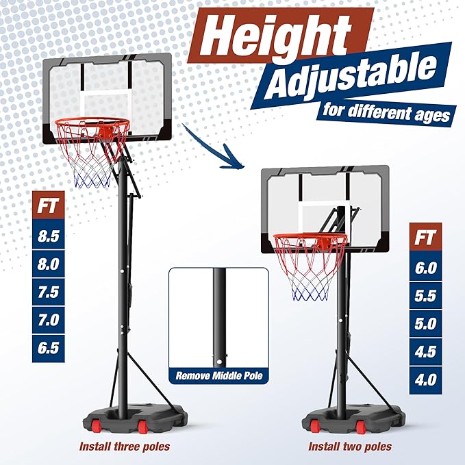 Basketball Hoop Outdoor with 33 Inch Shatterproof Backboard, Portable Basketball Goal System