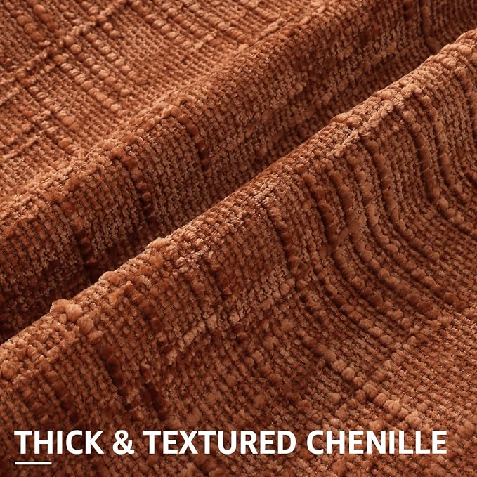 decorUhome Textured Chenille Throw Pillow Covers 24x24 Set of 2 Rust | Fall Modern Farmhouse Soft Cozy Slubby Couch Pillow Cases Boho Decorative Pillow Cases for Bed Sofa Living Room Home Decor