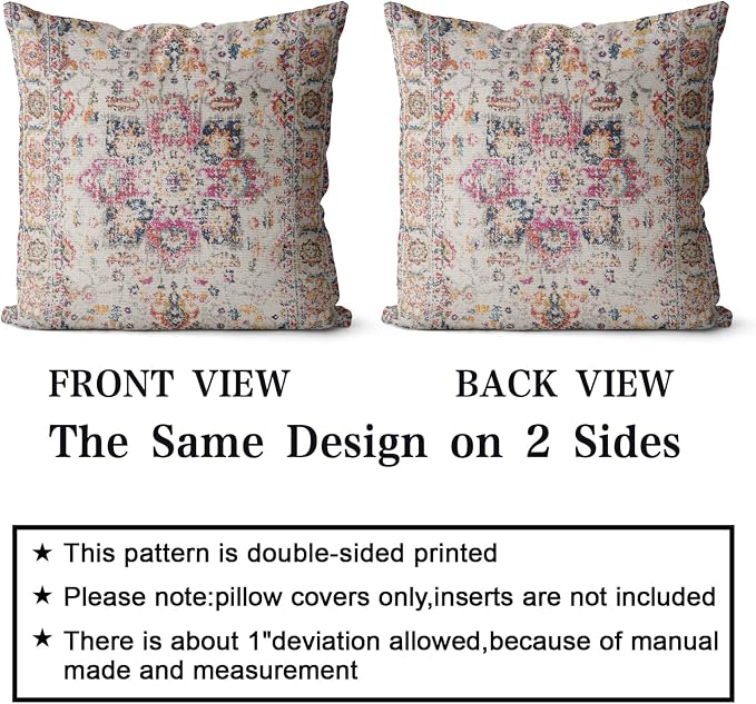 Snycler Boho Throw Pillow Covers 24x24 inch Set of 2 Burnt Yellow Terracotta Rust Colored Throw Pillows Double Sided Boho Home Soft Decor for Bedroom Living Room Couch & Sofa (No Inserts)