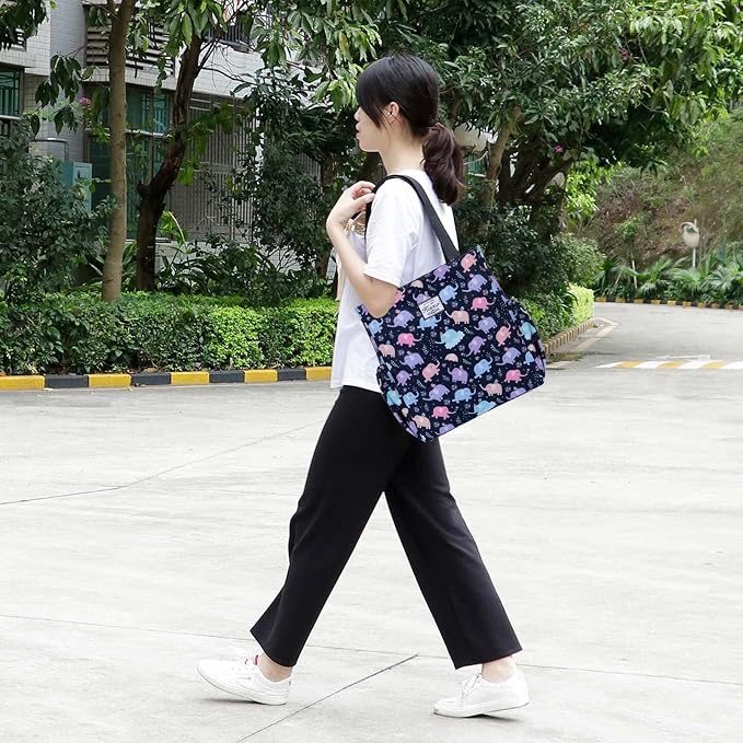 KAMO Floral Tote Bag - Waterproof Lightweight Handbags Travel Shoulder Bag for Hiking Yoga Gym Swimming Travel Beach