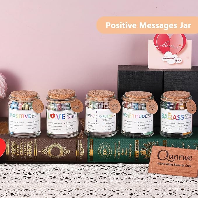 Positive Affirmations Jar,Positive Affirmation Cards for Women,Inspirational Encouragement Cards,Thoughtful Birthday Gifts for Women Men Friends Teens Kids,Motivational Desk Decor for Coworkers Boss