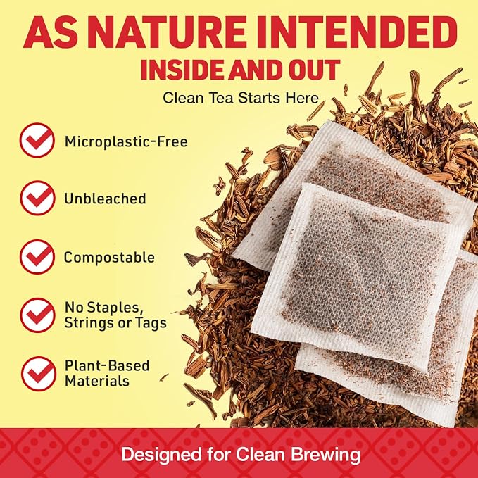 Caffeine Free Organic Rooibos Tea Bags 80 - Naturally Sweet Herbal Tea Safe for Kids & Pregnant Women – Low Tannin Premium South African Tea Red Tea - Sustainably & Ethically Farmed Red Rooibos Tea
