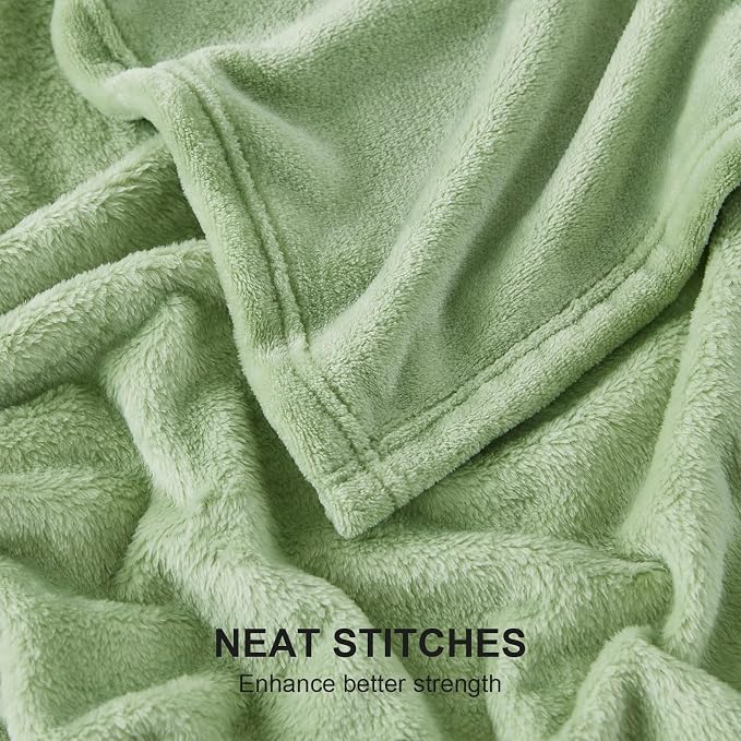 Hansleep Throw Sage Green Fleece Blanket, Soft Flannel Bed Blanket | Fuzzy Cozy Blanket 50x60 Inches, Multi-use for Bed, Sofa, Couch, Travel, Camping, All Season Warm Lightweight Cover