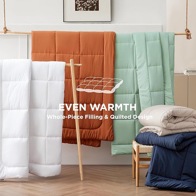 Bedsure Comforter Duvet Insert - Quilted Comforters Twin Size, All Season Duvet, GentleSoft Down Alternative Bedding, with 8 Tabs, Gifts for Women/Men,Cream,Twin 88 x 68 Inches