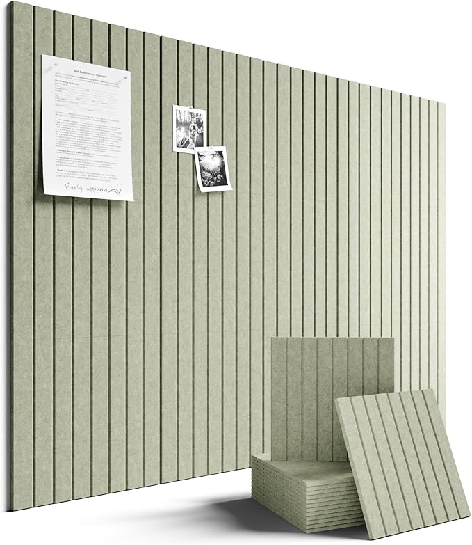 Fluxynara 48" x 36" Large Felt Bulletin Board, Sage | 12 Pack Cork Board Alternative with 60 Safe Adhesive Tabs, Pin Boards for Wall Decor, Home, Office, Classroom,Dorm