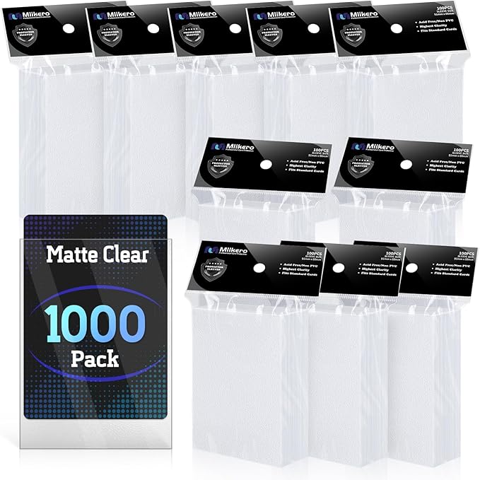 1000 Counts Card Sleeves, Matte Clear Card Sleeves Deck Card Protectors, Trading Card Sleeve Fit for MTG, Baseball, Sports, Game Cards (Matte Clear)