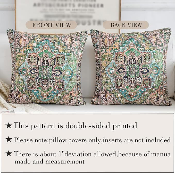 Boho Throw Pillow Covers 26x26 inch Set of 2,Boho Vintage Carpet Pattern Antique Ethnic Decor Double Sided Pattern Cushion Cover Soft Pillow Case Living Sofa Room Bed Square Pillow Cover