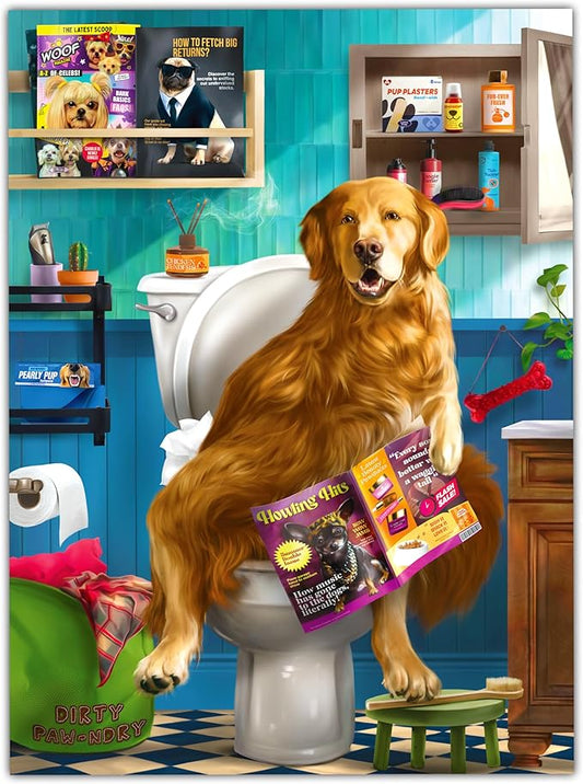 Jigsaw Puzzle 1000 Pieces - The Morning Dump, Fun for Families, Friends, Puzzle Enthusiasts, Game Nights, Includes Sorting Trays, Poster, Gifts for Dog Lovers Ages 15+, Finished Size 27.5” x 19.5"