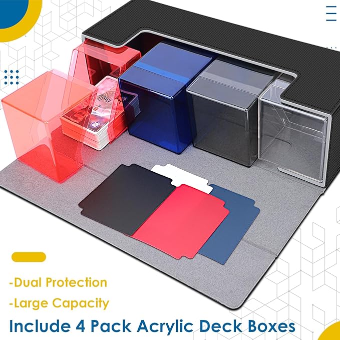 Homthy Card Deck Case for Trading Cards, Leather Magnetic Closure Commander Card Storage Box Holding 600+ Sleeved Cards Fit for YuGiOh, MTG and Sport Cards (1000 Card Deck Case)