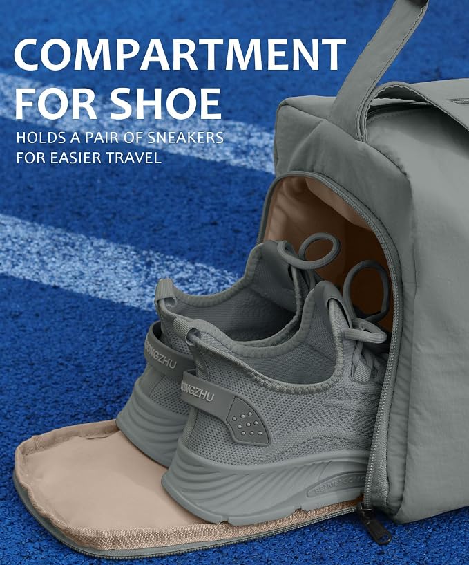 Small Gym Bag for Women with Shoes Compartment, Stylish Duffle Travel Bag for Plane, Lightweight Duffle Bag for Women & Men, Sport Gym Tote Bag with Wet Pocket for Yoga, Pilates, Swimming