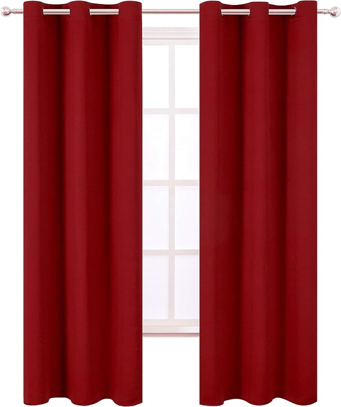 LEMOMO Red Thermal Blackout Curtains/38 x 84 Inch/Set of 2 Panels Room Darkening Curtains for Bedroom