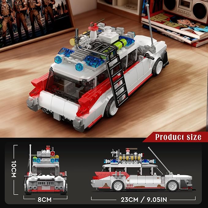 Mould King 10021 Ghost Car ECTO-1 Building Blocks Kit for Adults, Creative Christmas Birthday Gift for Ghost Bus Movie Fans, Highly Detailed Replica Model for Collectors