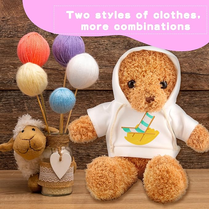 20 Pcs Sublimation Blank Bear Clothes Stuffed Animal Toy White Clothing Include 10 Pcs Teddy Bear Blank Shirt and 10 Pcs Teddy Bear White Hoodie for 14-18 Inch Stuffed Bears Dolls DIY (Color Style 1)