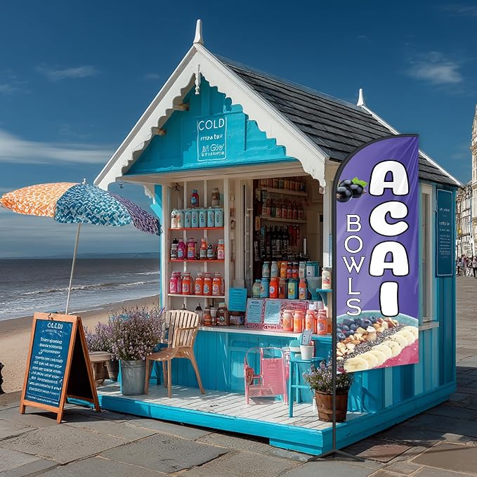 Acai Bowls Feather Flag for Storefronts Fairs,6 FT (Flagpole Not Included) | Business Advertising Flag