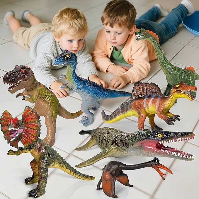 Dinosaur Toys for Kids 3-5 – 7 PCS Realistic Large Dinosaur Figures Soft Jumbo Dino Toy for Boys & Girls 5-7 Years Old – Toddler Boy, Animal Dino Toys