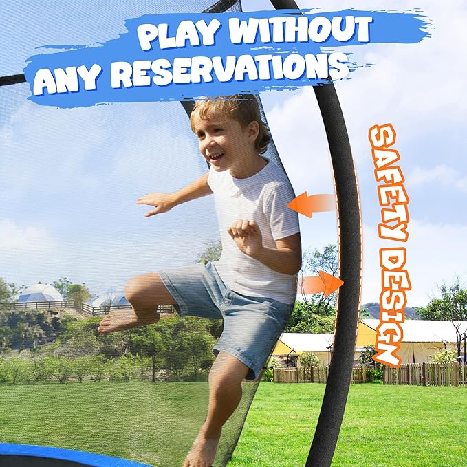 JELENS Trampoline 8FT 10FT 12FT 14FT 15FT 16FT, Recreational Trampolines with Enclosure Net, Outdoor Anti-Rust Trampolines for Kids and Adults, ASTM Approved
