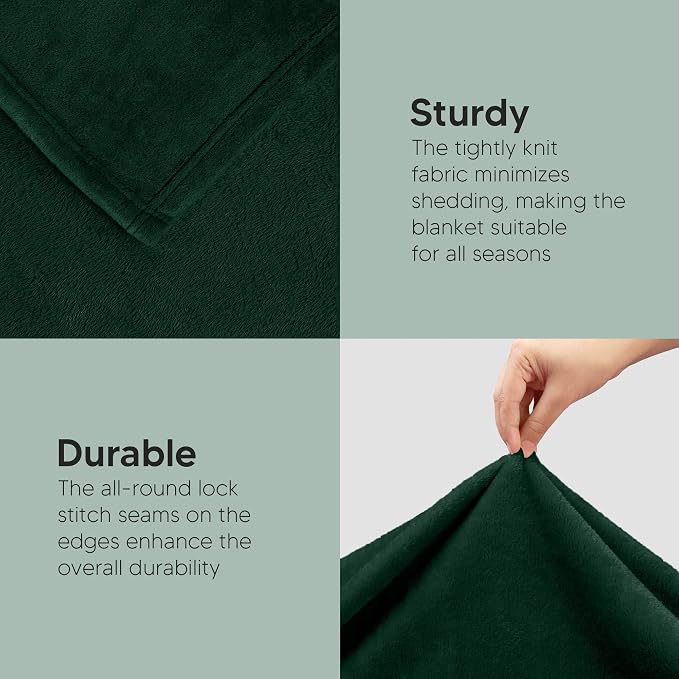 Utopia Bedding Soft Fleece Bed Blanket King Size Forest Green (90x102 Inch) | Microfiber Plush Warm Lightweight Breathable Cozy Blanket Anti-Static, All Season Use, Gift for Women and Men