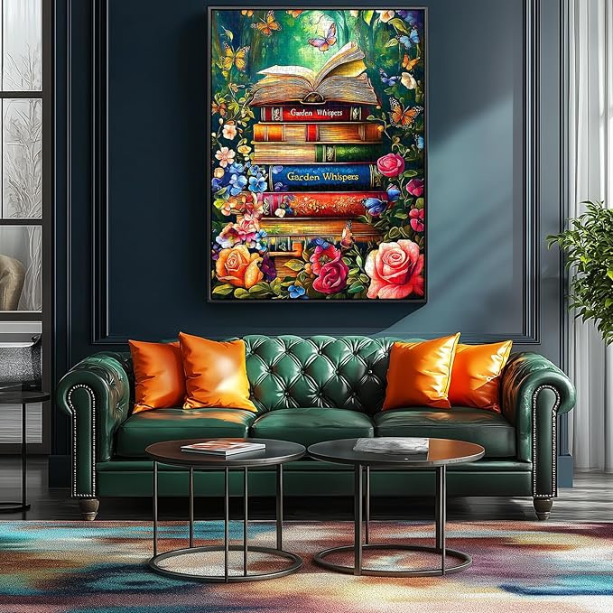 1000 Piece Jigsaw Puzzle for Adults - Garden Whispers Book Stack with Butterflies & Flowers, 27.5x19.7 Inch Unique Art Puzzle, Challenging Hard Difficult Puzzles for Adults