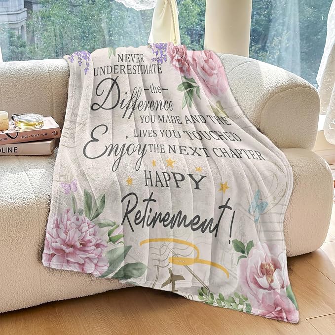 Retirement Gift for Woman, Retirement Blanket for Women 2026, 60"x50" | Happy Retired Gifts Retirement Party Decorations, Funny Farewell Gifts for Coworker, Retirement Throw for Teacher, Nurse, Mom