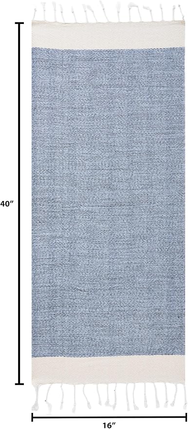 BAY LAUREL Turkish Hand Towel – Pack of 2 | Soft & Absorbent Decorative Towels for Bathroom, Hand, Face, Hair, Gym, Yoga, SPA, Kitchen & Tea | Boho Decor(Light Blue, Herringbone 16x40 Inches(Set of 2)