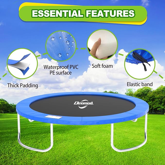 Trampoline Pad, 10FT 12FT 14FT Trampoline Replacement Safety Pad, Universal Trampoline Pads, Spring Cover, Waterproof, Tear Resistant, Round Arch Trampoline Parts for Kids