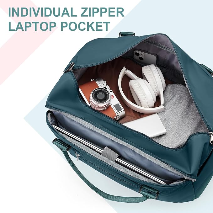 Travel Duffel Bag, Carry On Overnight Weekender Bags for Women | Travel Bag with Wet Pocket & Trolley Sleeve, For Spirit Airlines 18x14x8 Personal Item Bag