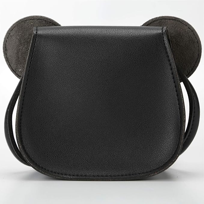 Little Mouse Ear Bow Crossbody Purse,PU Shoulder Handbag for Kids Girls Toddlers(Black)