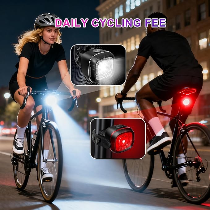 Bicycle Front and Rear Lights,Bike Light, Type-C Rechargeable, Flashing Light，Suitable for Night Riding, Cycling，Accessories for Bicycle，Headlight &Taillight for Girls Kids