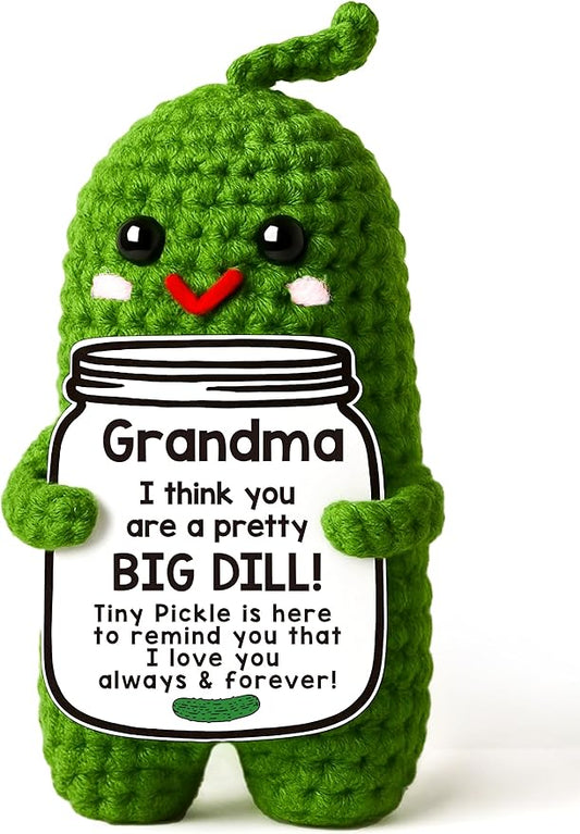 MAMAGIFTREE Funny Grandma Gifts Christmas Gifts 2025 for Grandma, Unique Stocking Stuffer Idea for New & First-Time Grandmas, Best Grandma Birthday Gifts from Grandkids, Gigi Nana Presents - Handmade Crochet Pickle