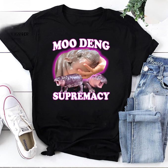 YOUNG GREEN Moo Deng Sweatshirt Moo Deng Bouncy Pig T-Shirt The Cute Baby Hippo Sweatshirt Gift For Moo Deng Lovers