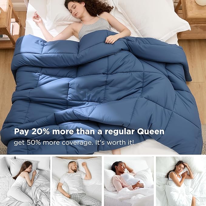 Bedsure Comforter Duvet Insert - Quilted Comforters Oversize Queen, All Season Duvet, GentleSoft Down Alternative Bedding, with 8 Tabs, Gifts for Women/Men, Dark Slate Blue, Oversize Queen 98x98Inche