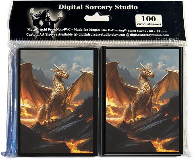 Ancient Brass Dragon Card Game Sleeves - 102 Pack - Compatible with MTG and Other TCGs - Perfect for MTG Dragon Commander Decks Like The Ur Dragon or Mirrym