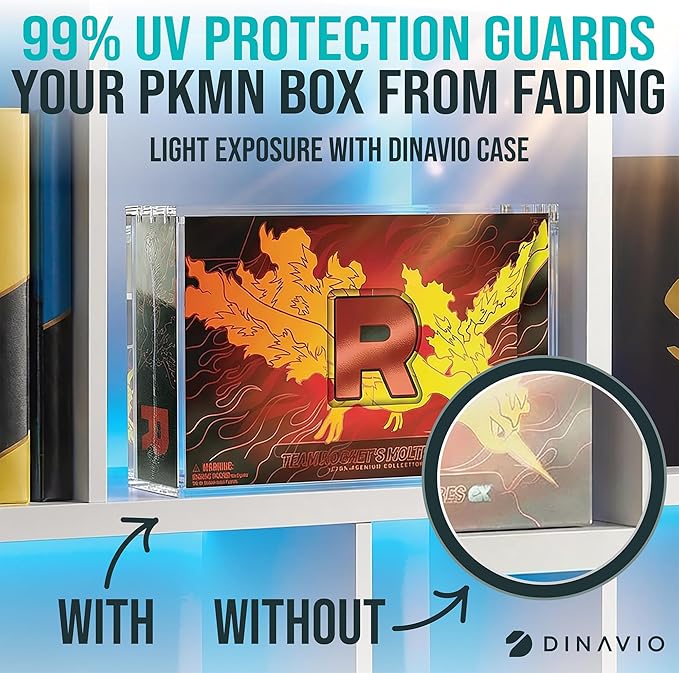 Dinavio Crafthouse Acrylic Display Case for Team Rocket's Moltres ex Ultra-Premium Collection UPC with Magnetic Lid 8 + 5mm Acrylic with 5x3mm Magnets - Compatible with Moltres UPC (Moltres UPC Case)