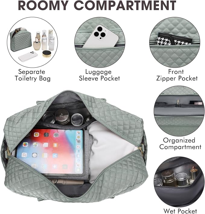 Large Women Travel Duffle Bag - Carry on Overnight Bag Weekend Travel Duffel Tote Bag Yoga Gym Bag with Wet Pocket Toiletry Weekender Overnight Bag for Travel Business Trips Sport Hospital