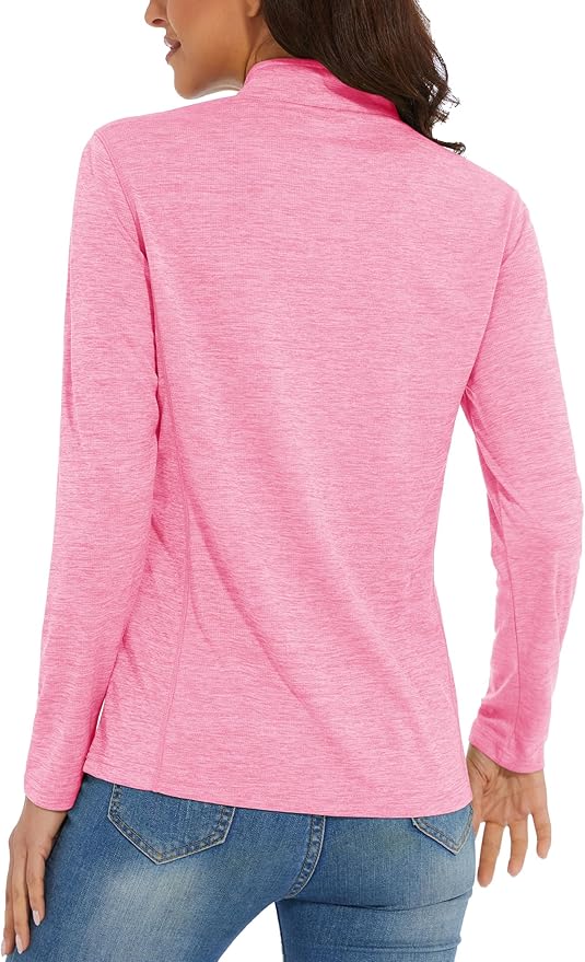MAGCOMSEN Women's UPF 50+ Sun Shirts Long Sleeve 1/4 Zip Pullover Quick Dry Workout Hiking Tops Running Athletic Shirts