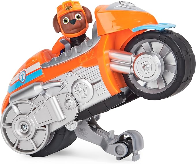 Paw Patrol, Moto Pups Zuma’s Deluxe Pull Back Motorcycle Vehicle with Wheelie Feature and Toy Figure