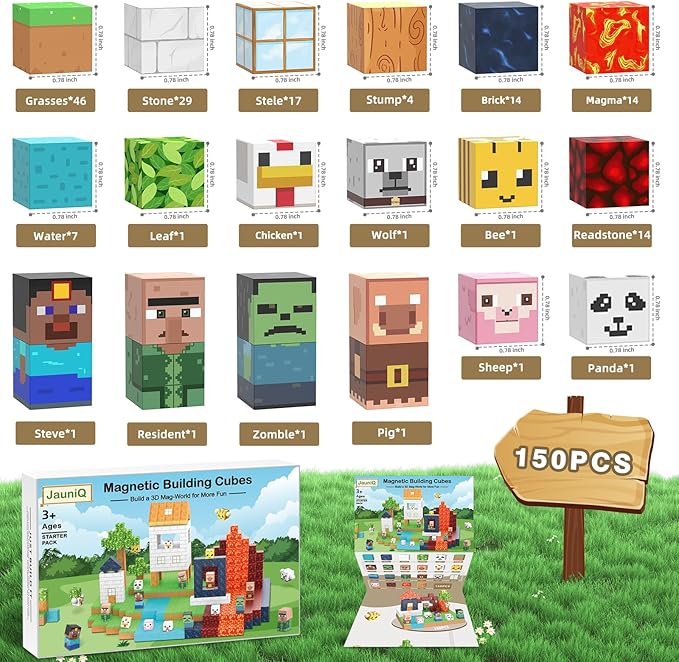 Magnetic Blocks 150 Pcs Building Toys Gifts Construction Toys for 3 4 5 6 7 8 Year Old Boys & Girls, STEM Montessori Sensory Creative Kids Toys