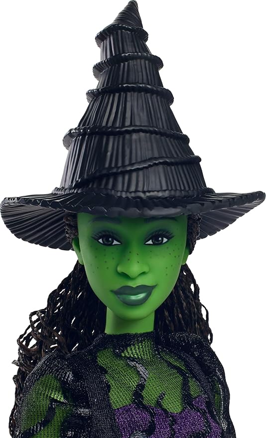 Mattel Universal Wicked Elphaba Fashion Doll & Accessories with Green Skin, Braided Black Hair, Posability & Removable Ballroom Look