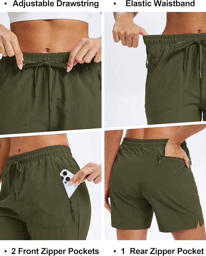 MAGCOMSEN Women's 5" Hiking Shorts UPF 50+ Quick Dry Lightweight Athletic Running Golf Summer Casual Shorts with Pockets