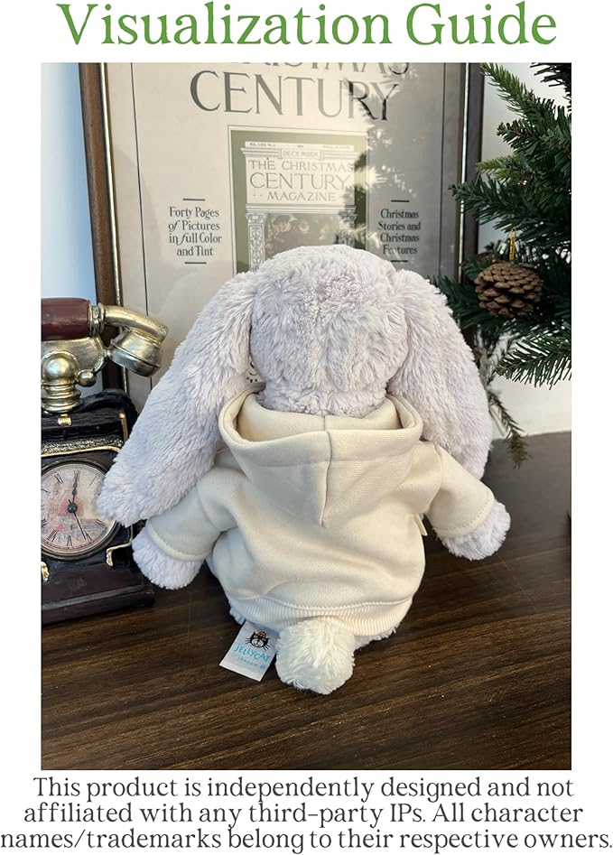 9-12''/30cm Plush Animals Clothes Cotton Hoodie & Checkered Shorts Set for Bashful Bunny and Teddybear(NO Doll)