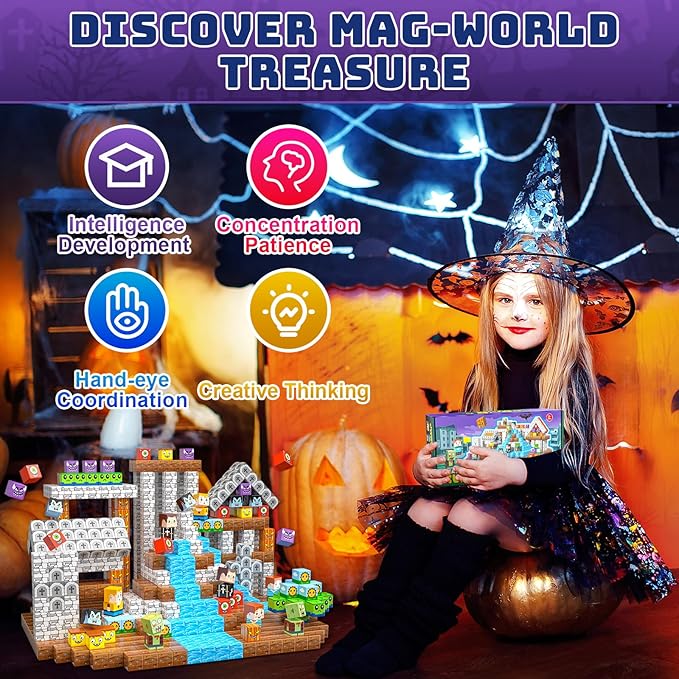 Upgraded Magnetic Blocks, 150Pcs Magnetic Building Blocks for Kids, Stacking Mine Block, Montessori Sensory Constructions Toys for Boys Girls Age 3 4 5 6 7 8 9 10 Christmas Birthday Easter Gifts