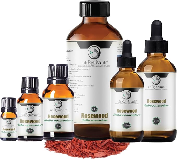 Rosewood Essential Oil (Bois de Rose) 100% Pure Steam Distilled Oil from Aniba rosaeodora Wood – Aromatherapy, Diffuser, Skincare, Massage, DIY Perfumes, Natural Fragrance | Peru | 2 Fl oz