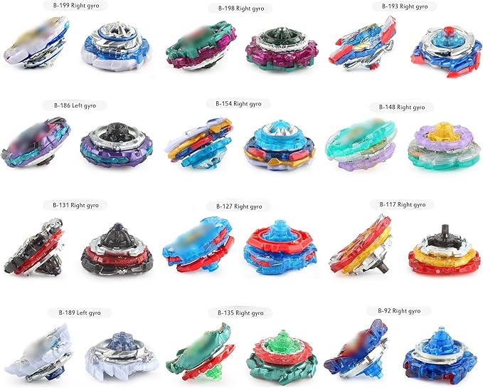 Battling Tops Box Set, Burst Gyro Toys 12 Spinning Tops + 2 Launchers + Stickers Combat Battling Game with Portable Box Gift for Kids Children Boys 499