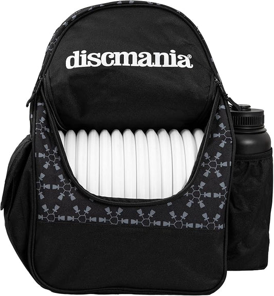 Discmania Fanatic Go Disc Golf Backpack | 18 Capacity + Top Pocket for 2 Putters | Lightweight, Durable Disc Golf Bag | Tall Side Pocket, Bottle Holder | Padded Straps & Water-Resistant Shell