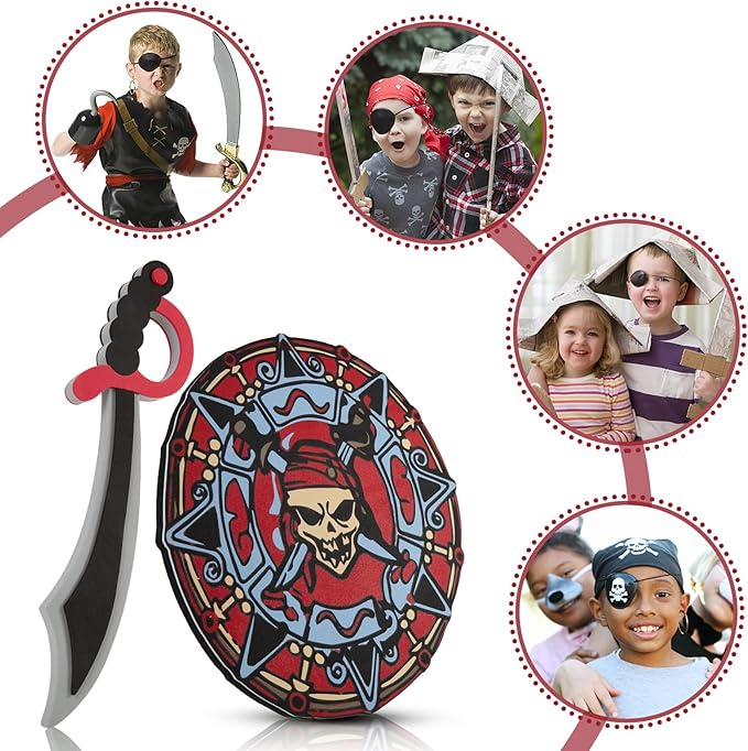 RICHNESS Kids Toy Swords and Shields Foam Play Sword and Shield for Kids Dress Up and Costumes Pack of 2 Players