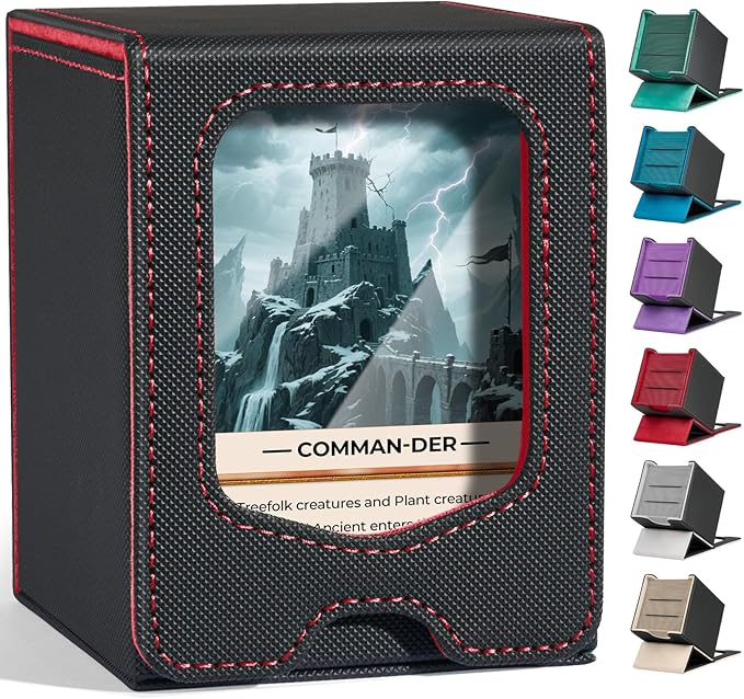 Fabmaker 4 Pack Deck Box Compatible with MTG Commander, (patent Pending) Magnetic Trading Card Storage Box with Comman-der, Fits 100 Double-Sleeved Cards, Card Box Compatible with Magic the Gathering