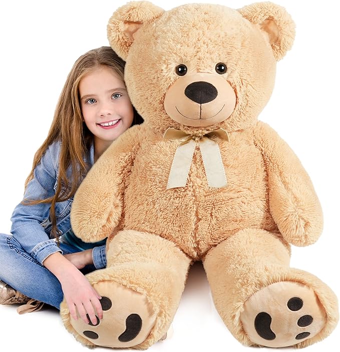 LotFancy 3 Feet Giant Teddy Bear Stuffed Animal, 39 inch Large Bear Plush Toy with Footprints for Birthday, Anniversary, for Her, Women, Girlfriend, Wife