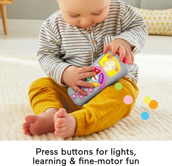Fisher-Price Baby Learning Toy Laugh & Learn Sis’ Remote Pretend TV Control with Music & Lights for Infants Ages 6+ Months