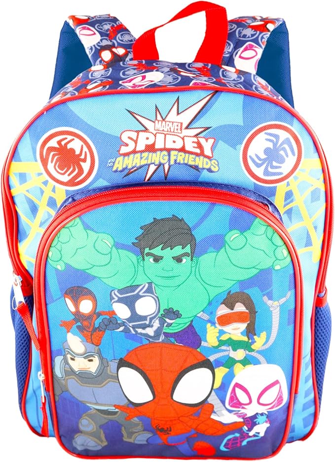Marvel Spidey and His Amazing Friends Backpack Set for Kids - Bundle with 16” Spiderman Backpack, Stickers, More | Spidey and Friends School Bag